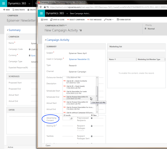 Image: Select advertising consent type