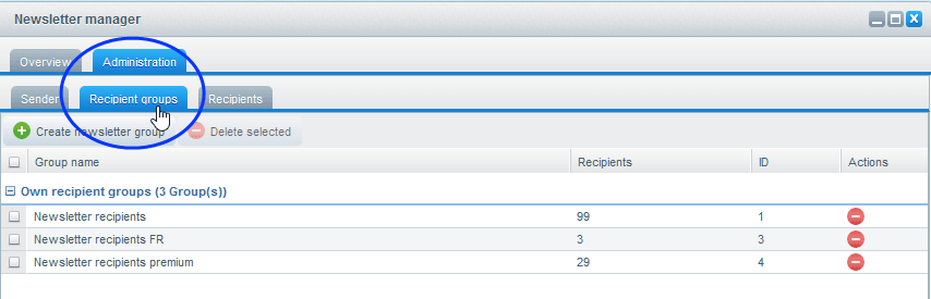 Image: Recipient groups tab
