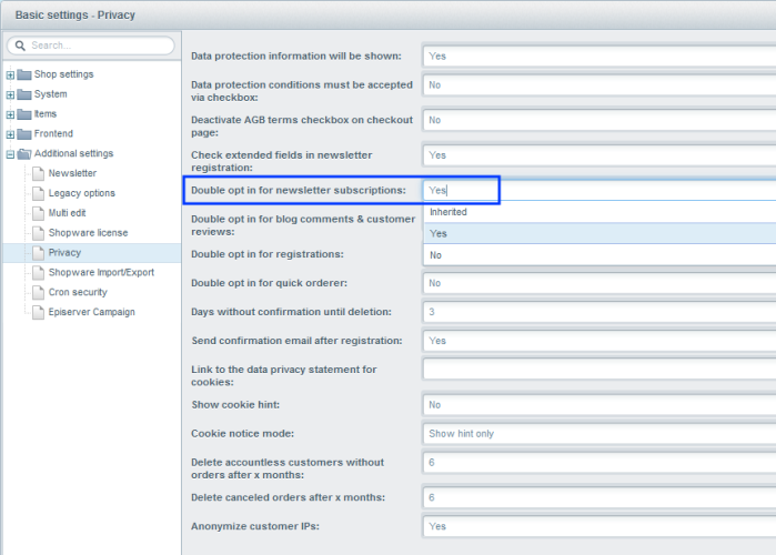 Image: Select double opt-in