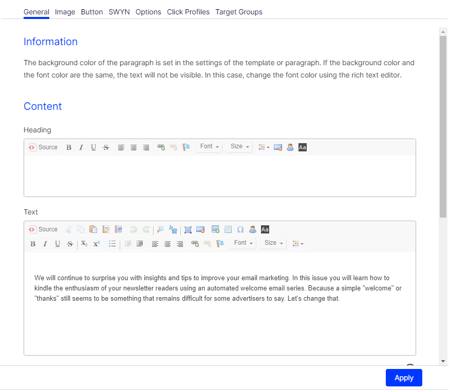 Image: Rich text editor