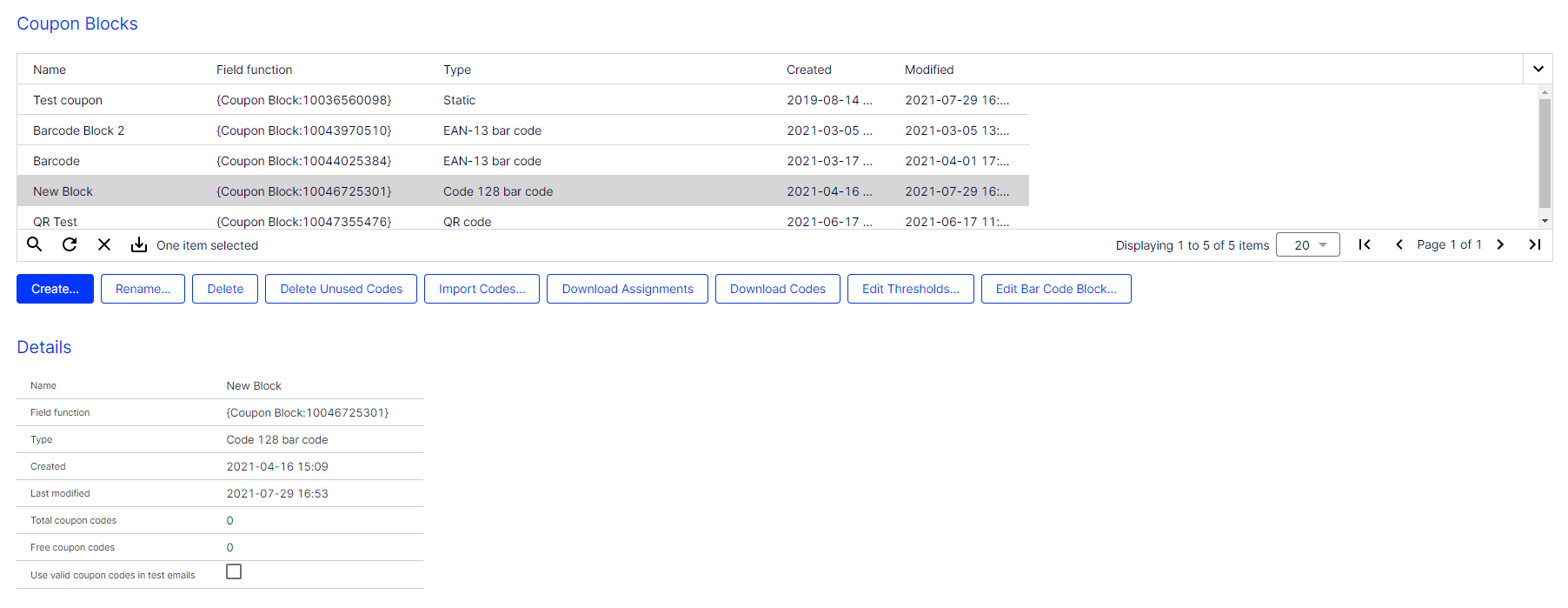 Image: Coupon blocks overview