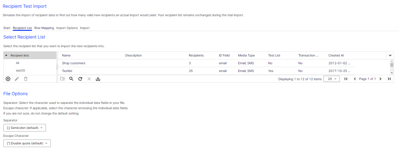 Image: Recipient list