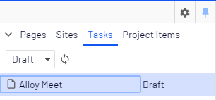 Tasks tab in the navigation page