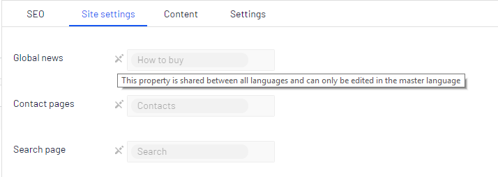 Global properties - the default language is usually the first language listed next to Languages in the header
