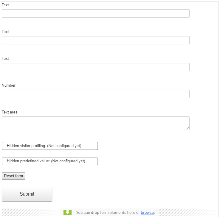 Initial form container before editing