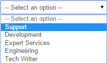 Example of single selection in drop-down list