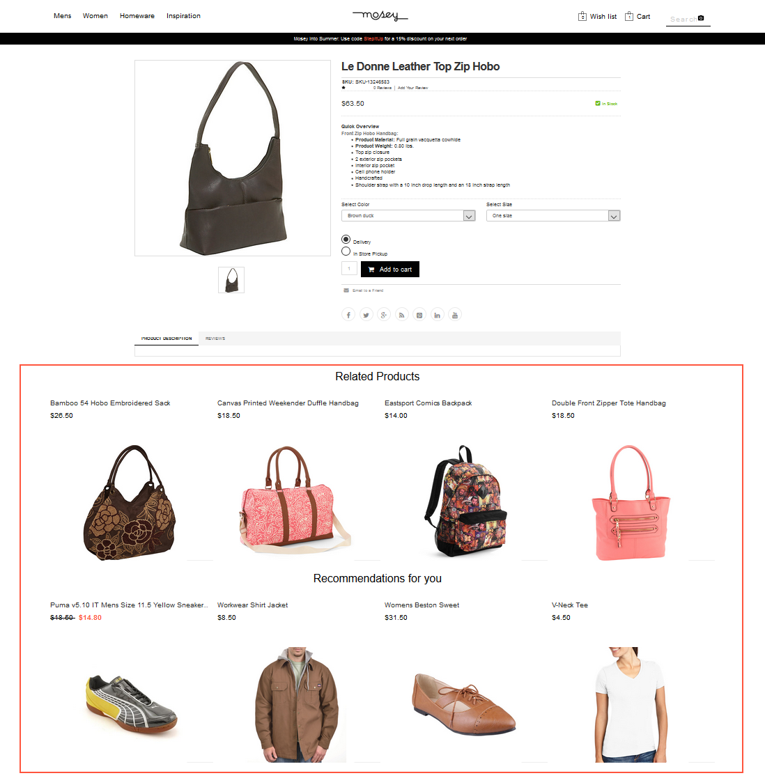 Image: Product recommendations on a shop site