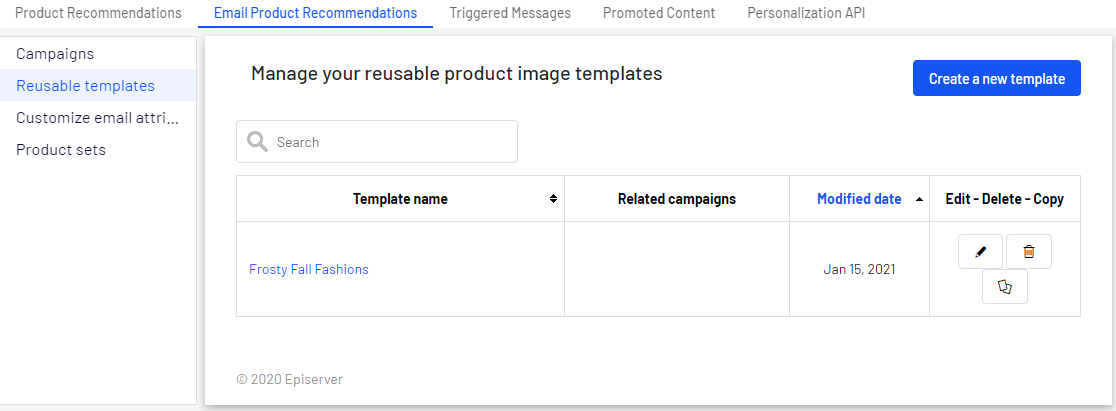 Image: Reusable templates view