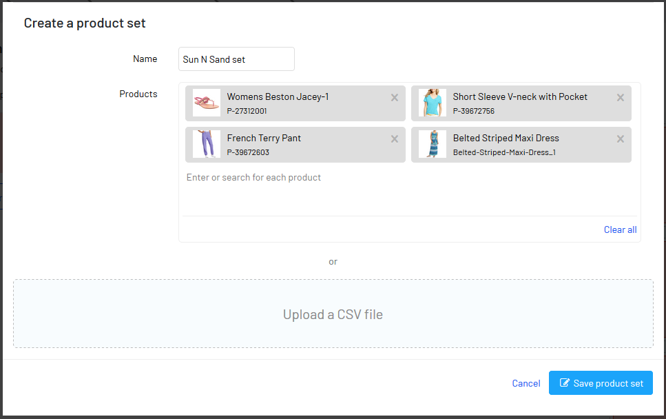 Create a product set