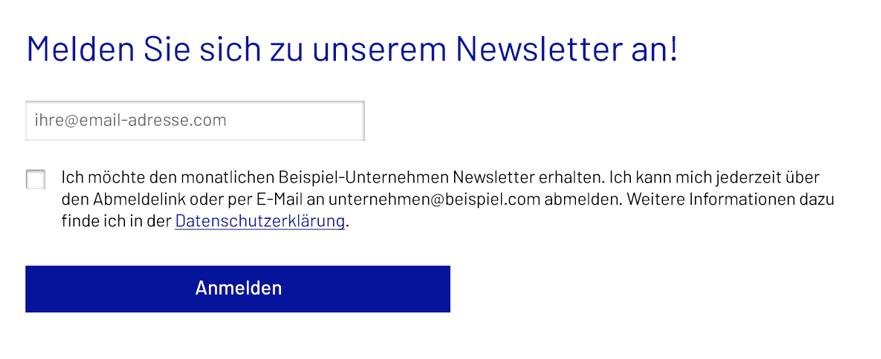 Bild: Beispiel: Newsletter-Registrierungsformular