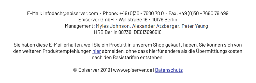 Bild: Beispiel: Footer für Produktempfehlungen
