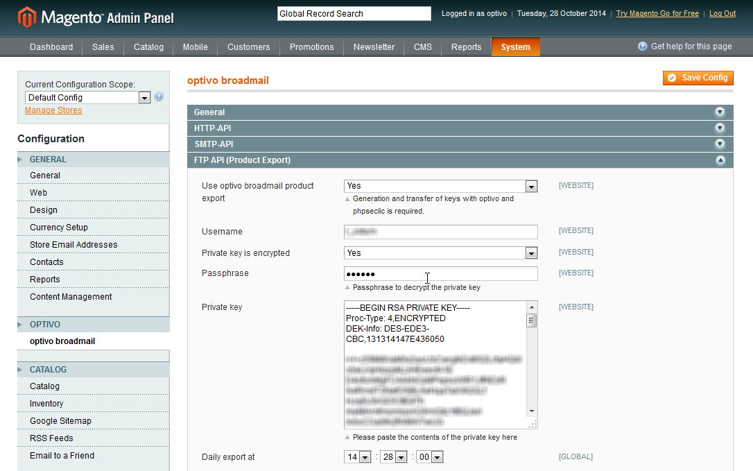 Bild: FTP-API-Bereich