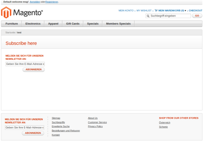 Bild: CMS-Seite in der Frontend-Ansicht
