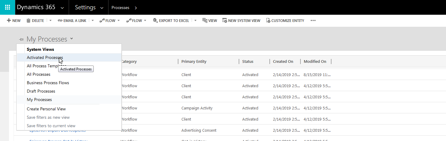 Bild: Prozess auswählen
