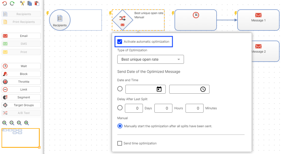 Bild: Automatische Optimierung aktivieren