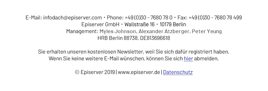 Bild: Beispiel: Newsletter-Footer