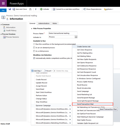 Bild: Send Transaction Mail