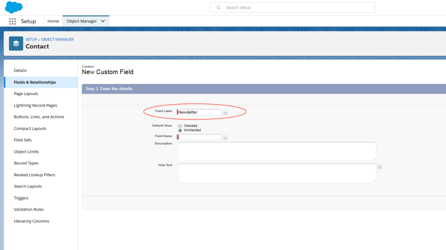 Bild: Feldbezeichnung