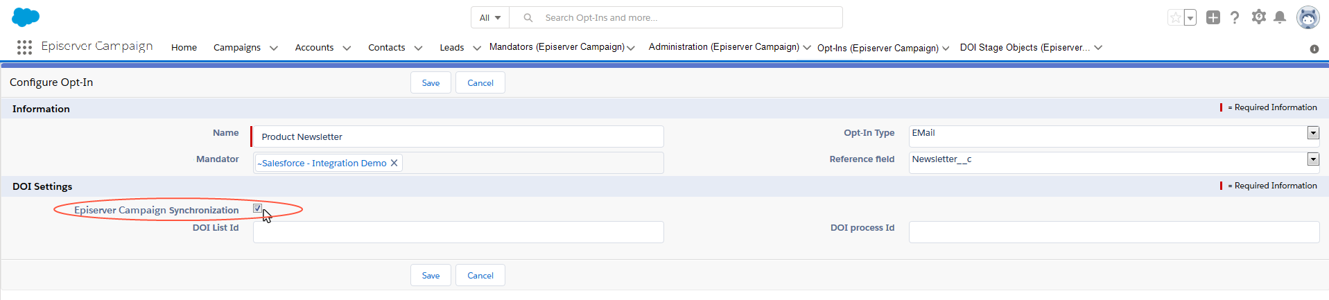 Bild: Synchronisierung mit Episerver Campaign