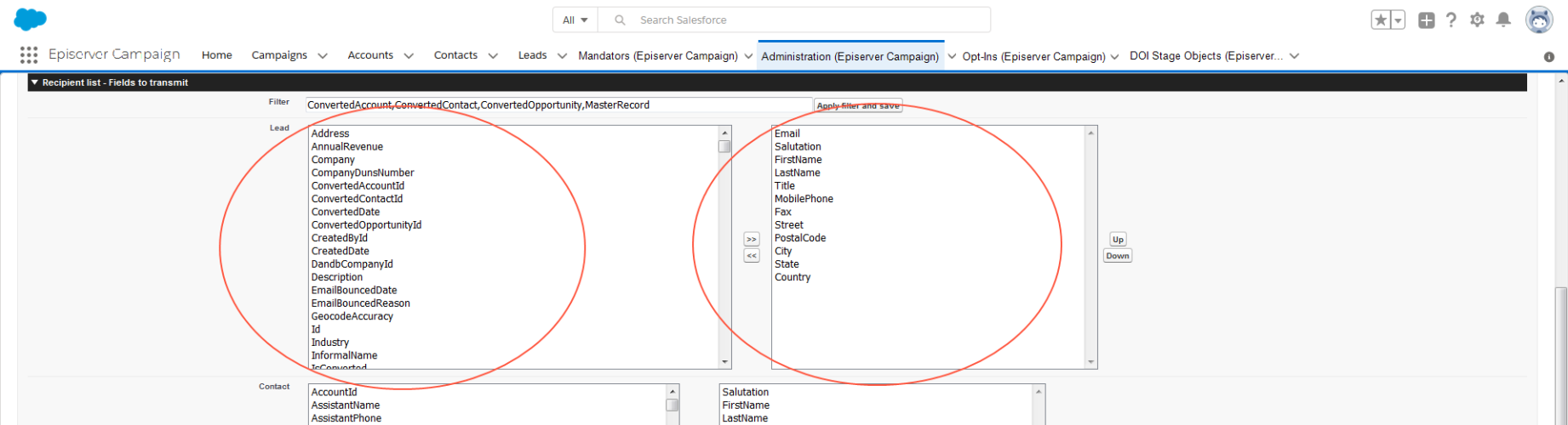 Bild: Übertragene Datenfelder