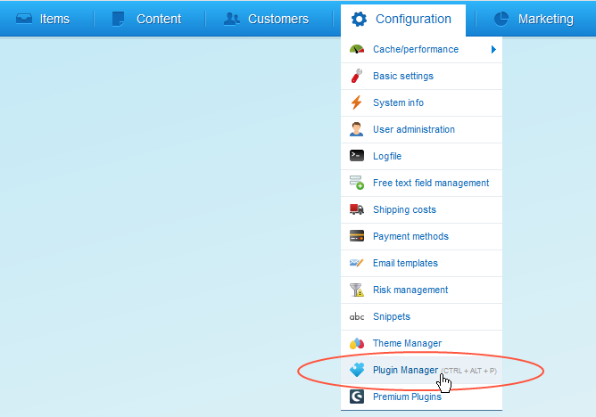 Bild: Plugin Manager im Einstellungen-Menü