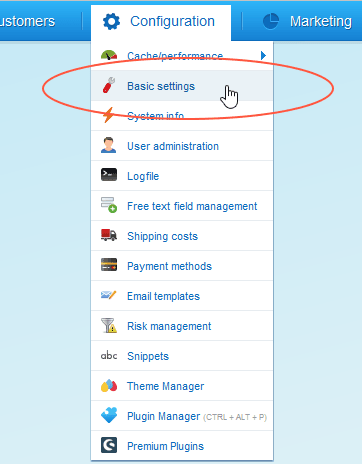 Bild: Grundeinstellungen