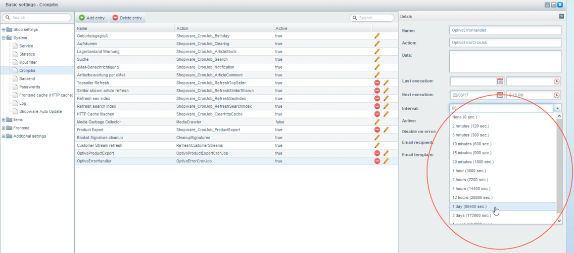 Bild: Zeitintervall auswählen