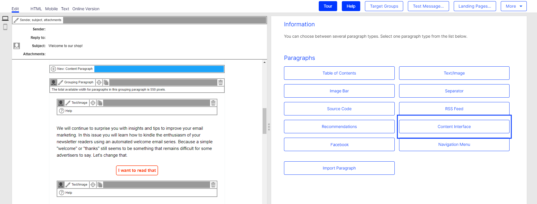 Bild: Content-Schnittstelle