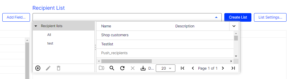 Bild: Empfängerliste auswählen