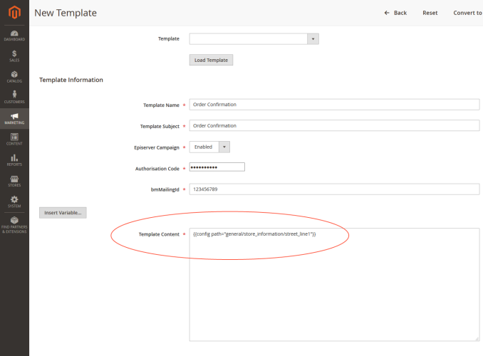 Bild: Eingefügte Variable