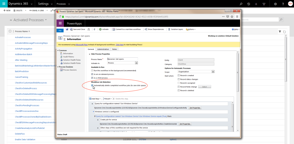 Bild: Workflowaufträge automatisch löschen