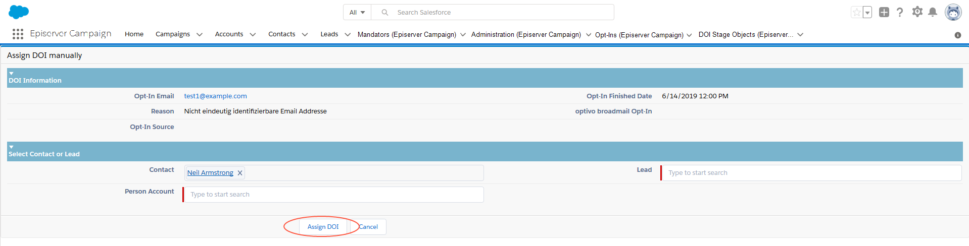 Bild: Double-Opt-in zuweisen