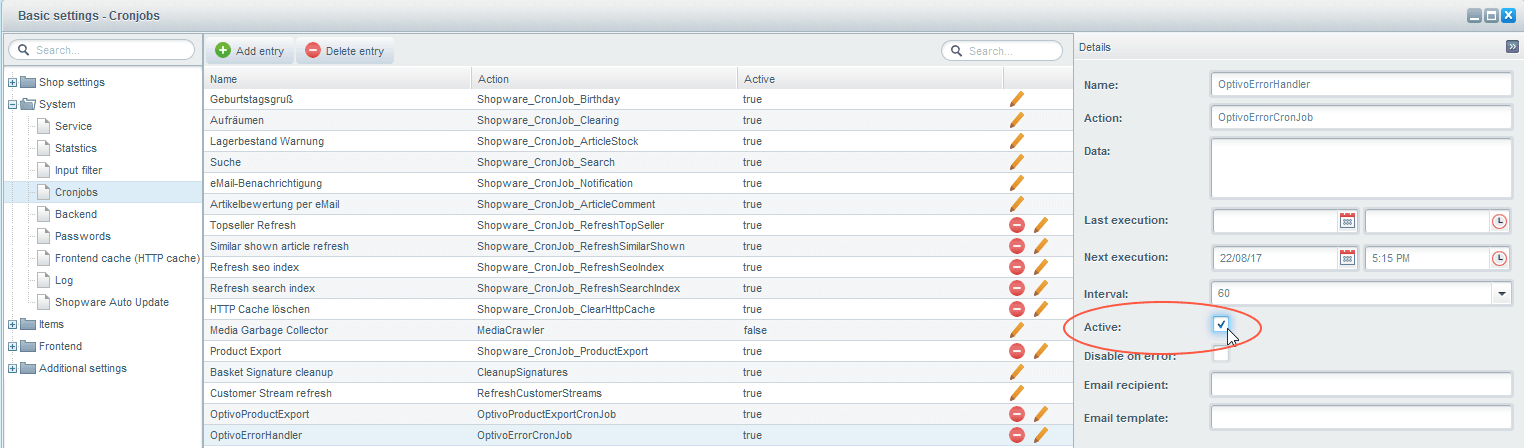 Bild: Cronjob aktivieren