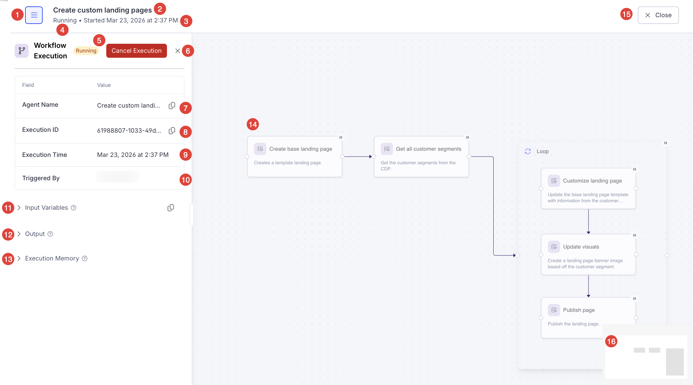 Running workflow log