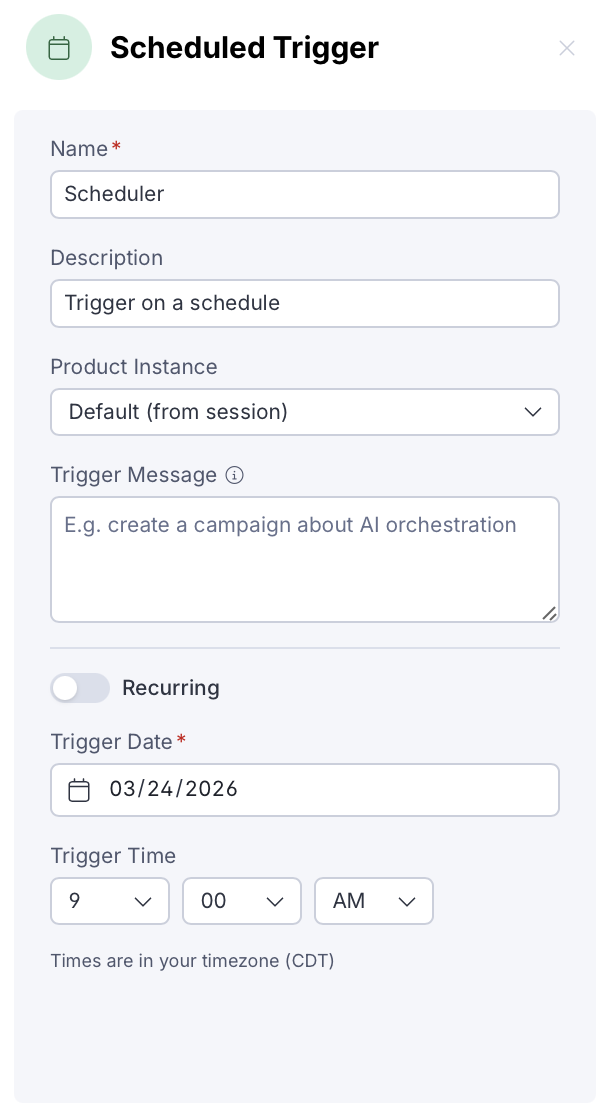 Scheduled Trigger configuration