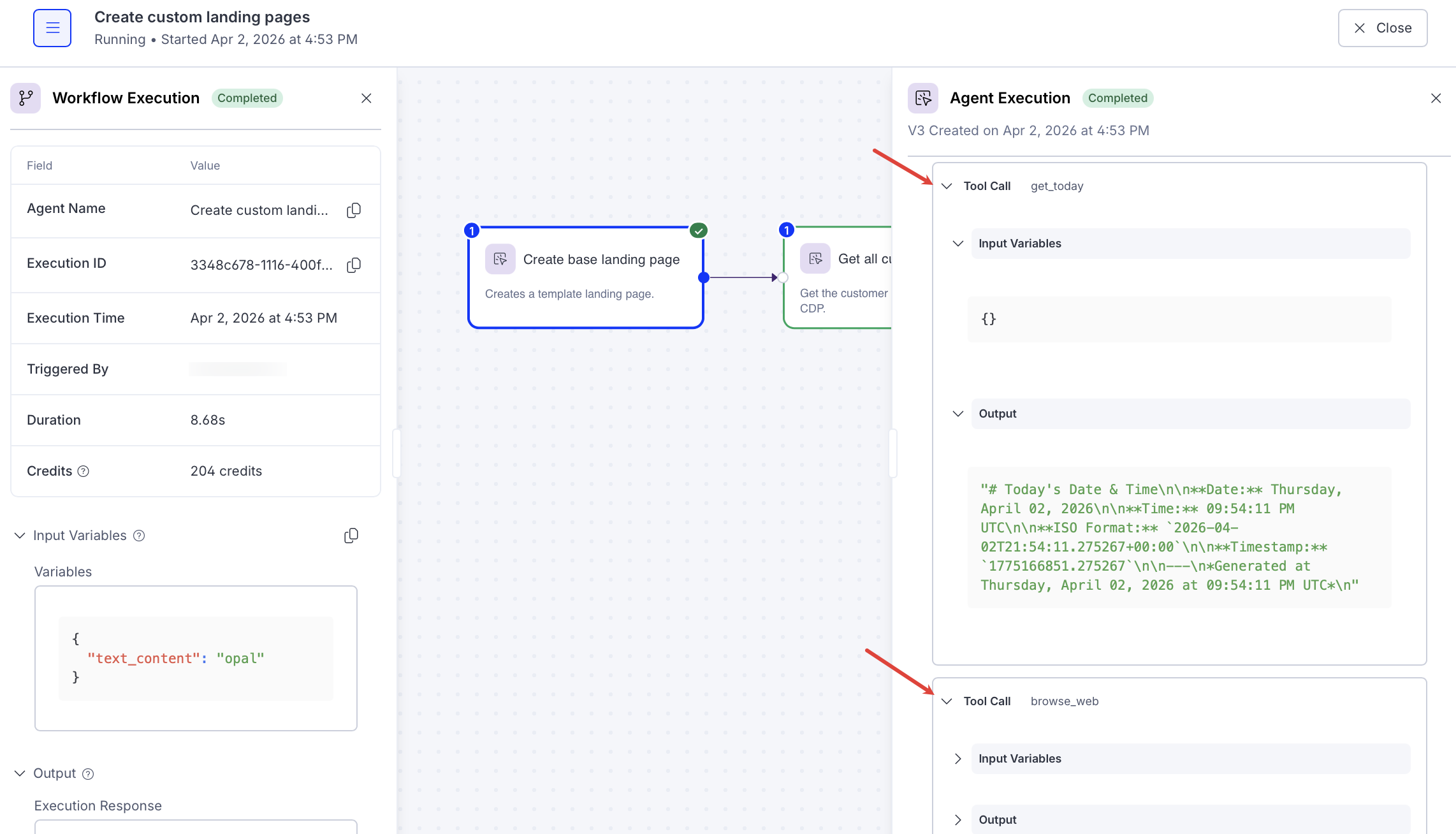 Tool Calls in Agent log