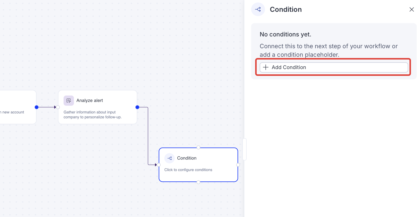 Screenshot of the Condition panel in Optimizely Opal where the Add Condition button is highlighted