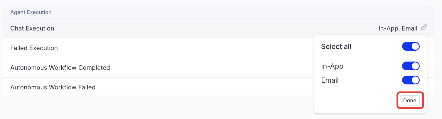 screenshot of notification channel editor where Done displays