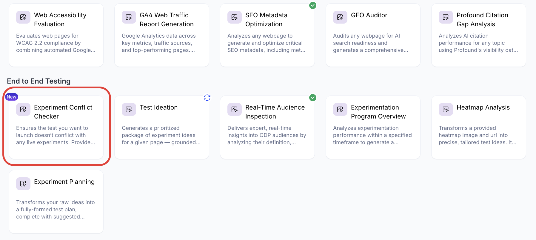 Screenshot of the Agent Directory where the Experiment Conflict Checker is selected, showing the agent details pane before installation.
