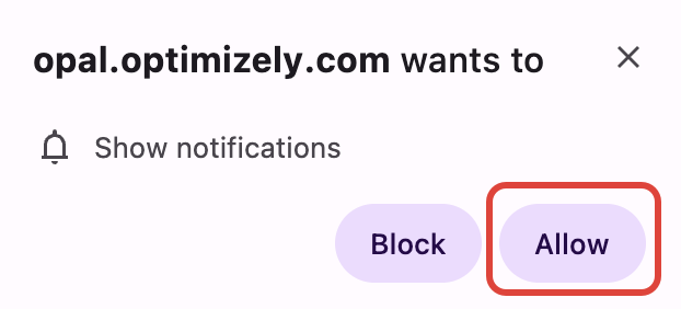 Screenshot of the permissions screen with Allow highlighted.