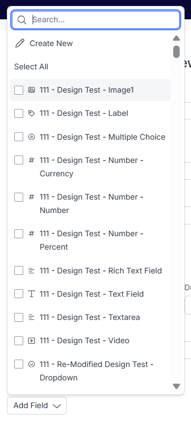 Fields section in Create New Task page