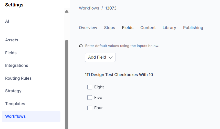 Fields tab in workflow editor