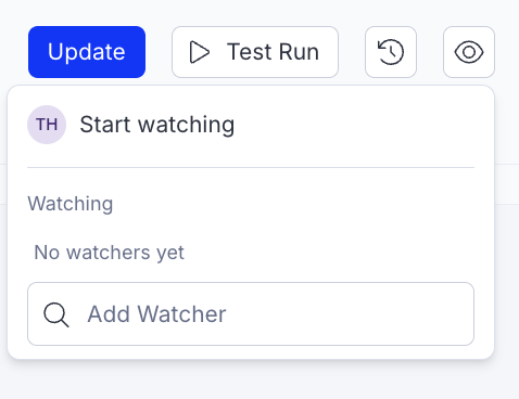 Screenshot of the watchers expanded.