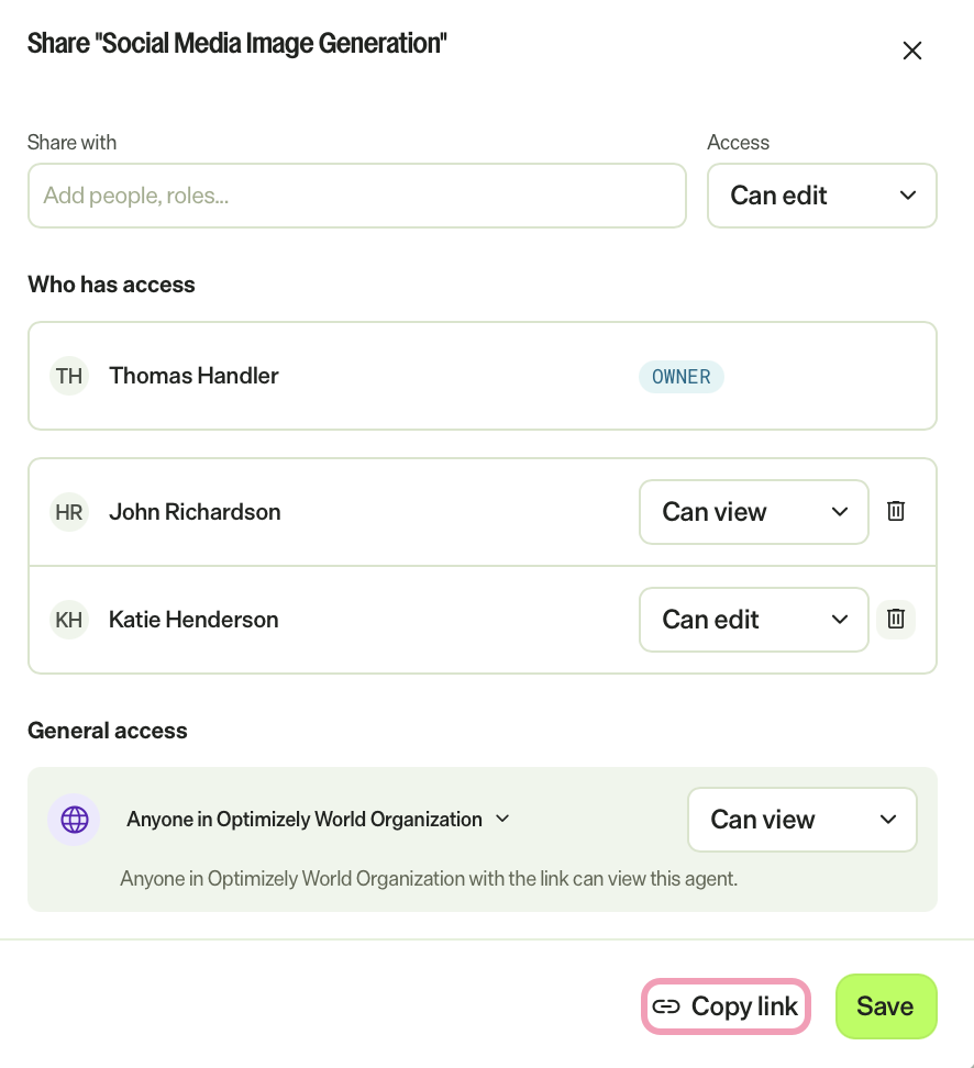 Screenshot of the share dialog with the Copy Link highlighted.