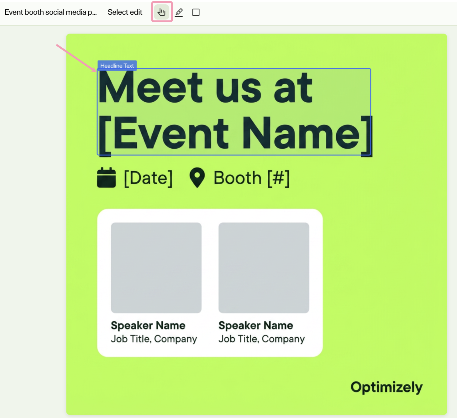 Screenshot of the Image Editor with Select clicked and an element highlighted.