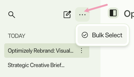Screenshot of the more options selected and Bulk select highlighted.