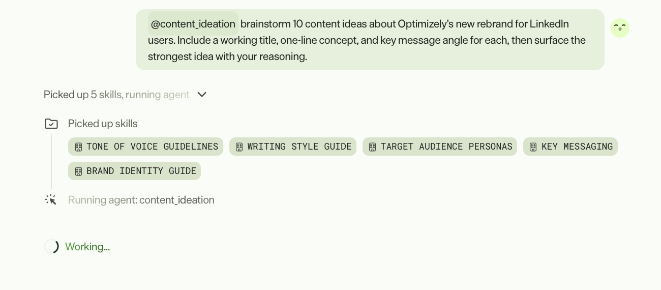 Screenshot of Opal as it's running an agent and working.