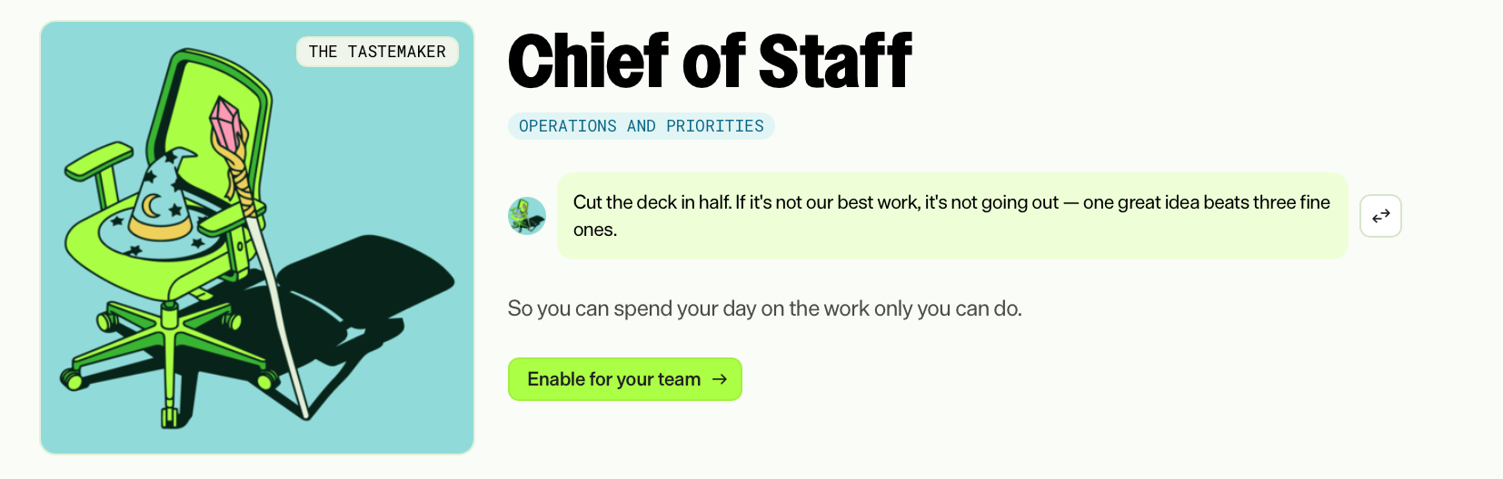 Screenshot of the Chief of Staff Virtual Teammate in Optimizely Opal.