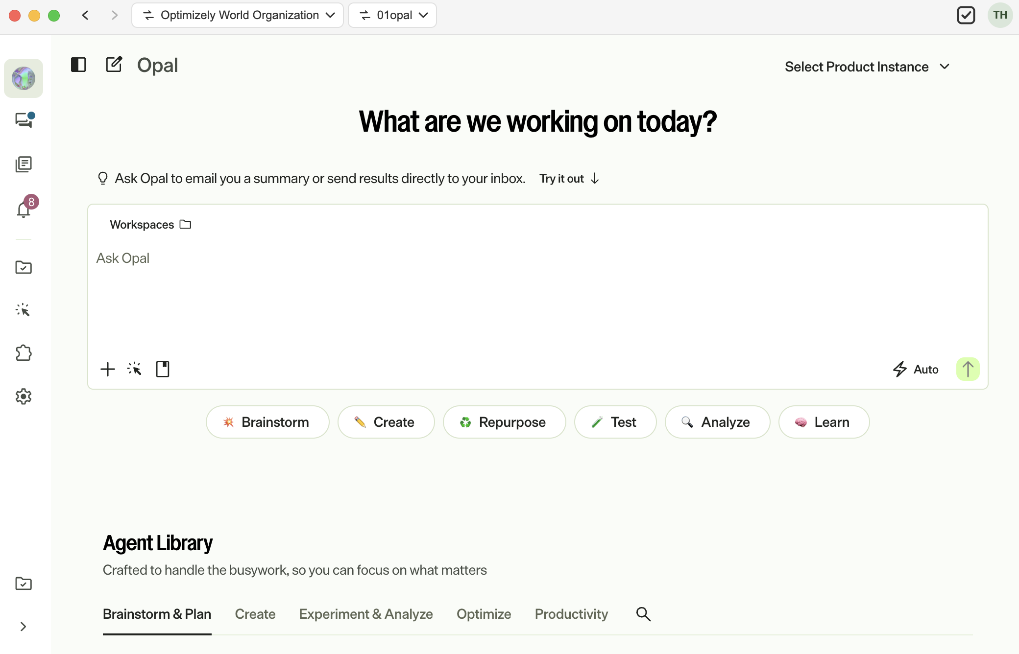 screenshot of Opal chat open in Opal Desktop