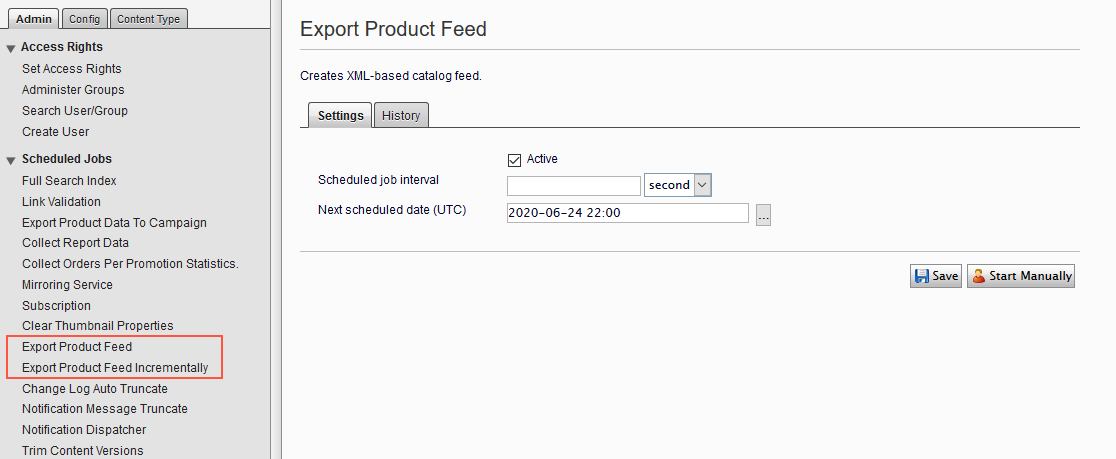 product recommendations admin export feed